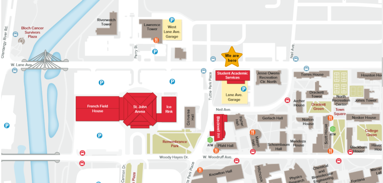 Bursar campus location on university map
